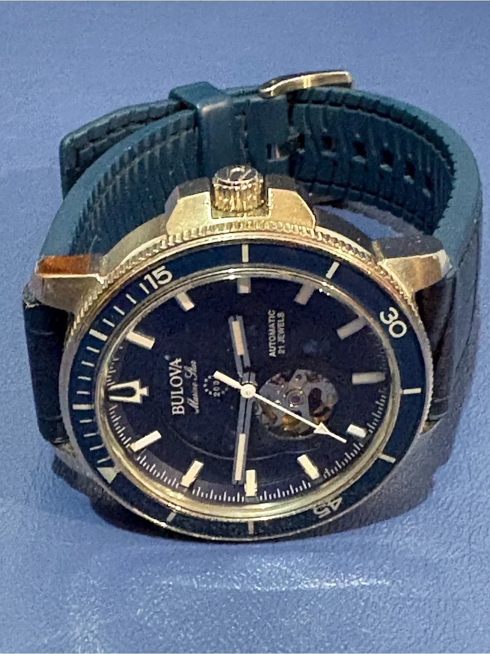 Bulova Men’s Marine Star Automatic Watch with Blue Strap